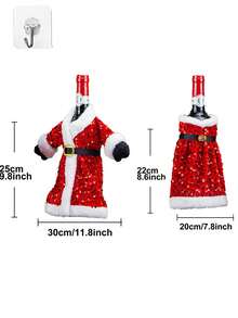 Christmas Bottle Set, Christmas Sequin Plush Set, Santa Bottle Jacket, Bottle Sweater Decoration, Holiday Champagne Bottle Gift Stand, Christmas Party Gift, New Year Table Decoration, Dress Decoration