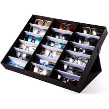 18 Slot Sunglasses Organizer Box Stand Display Case/Tray, Multiple Glasses Case Box Eyewear Case With Lid, Fabric Lined & Snap Close 18.5x14.5x2.4inch - trắng - Xem 1