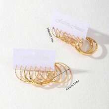 16Pcs Minimalist Metal Twist Hoop Earrings For Women - Daily/Party/Beach Jewelry Fashion Statement Accessories - 金子 - 查看 3