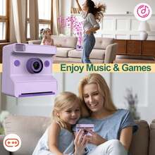 Aparat do natychmiastowych wydruków dla dzieci, prezent 2 w 1 do mediów społecznościowych: wielofunkcyjny aparat natychmiastowy dla dorosłych i dzieci z technologią bezatramentową – natychmiastowe robienie i drukowanie zdjęć/filmów w jakości 1080P HD, kreatywne filtry i naklejki, idealny w podróży, na imprezach, na Boże Narodzenie, na urodzinach – gotowy prezent dla niego, dla niej, nastolatków, par i przyjaciół (zawiera papier fotograficzny, akumulator 1300 mAh) [Aparat do natychmiastowych wydruków i przenośna drukarka]