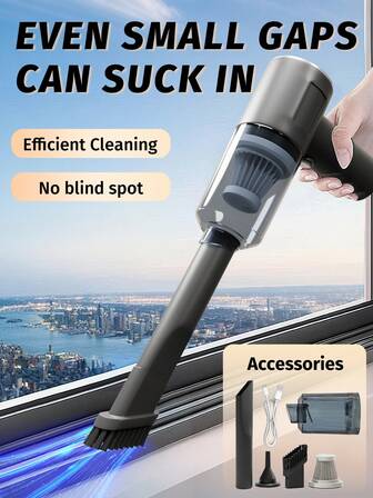 High-Power Wireless Vacuum Cleaner, USB Rechargeable, Handheld Mini Design With Extended Battery Life, Ideal For Car And Home Use, Comes With Multiple Accessories, Portable Vacuum|Compact Vacuum|Durable Plasti
