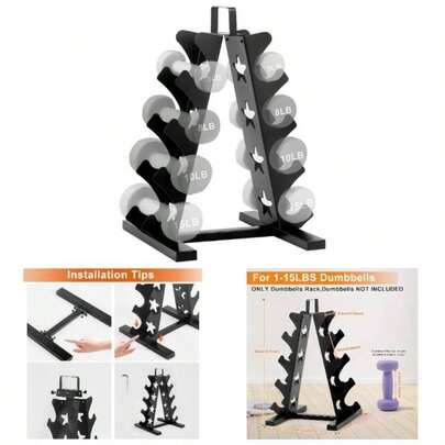 4 - Tier Dumbbell Rack Stand Only, A - Frame Compact Metal Weight Rack With Handle Home Gym Storage, Multilevel Dumbbell Holder Organizer 5 - 15 LB Weights Dumbbells Not Included