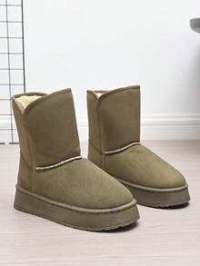 5cm Erhöhung Damen Outdoor Schneestiefel bis zur Mitte des Knöchels, warme Thermofütterung, rutschfeste Sohle, Winterstiefel für Damen