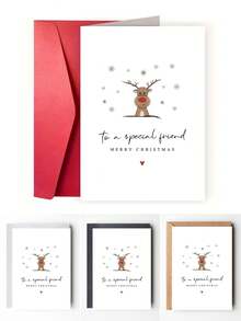 1pc Christmas Card For Friend, Merry Christmas Best Friend Card, Special Friend Greeting Card, Holiday Card For Bestie Gift