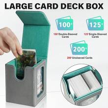 Magnetic Card Deck Box For TCG Storage, Holds 100 Double-Sleeved Cards - Xám và Xanh lam - Xem 7