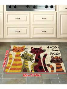 Covoraș de intrare lavabil, design Cat's Sweet Home, rezistent la murdărie, ușor, lavabil, covoraș din poliester cu suport din cauciuc antiderapant, covor de interior, lavabil la mașină, potrivit pentru intrare, cameră, grădină, decor pentru casă