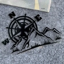Reflective Jungle Adventure Compass Sticker High-Visibility Night Safety Durable PVC Waterproof Self-Adhesive Vehicle Decoration For Motorcycle Car Bicycle Off-Road Outdoor Adventure Travel Gift, Reflective Jungle Adventure Compass Sticker - 16.5cm X 12.2cm