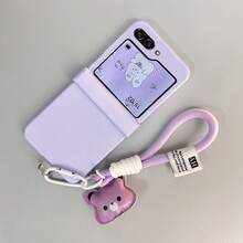 Cute Purple Phone Case With Bear Hand Strap Compatible With Samsung ,Phone Case Compatible With Motorola - Purple - View 4