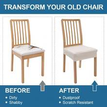 4pcs Plaid Textured Waterproof Dining Chair Seat Covers Removable Anti-Slip Slipcovers Universal For Kitchen Chairs