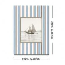 1pc Unframed Vintage Sailboat Poster Blue Striped Coastal Grandma Retro Wall Art Canvas Print Minimalist Nautical Nursery Summer Beach House Decor Painting For Apartment,Living Room,Bedroom,Modern Home Decoration - Multicolor - View 10