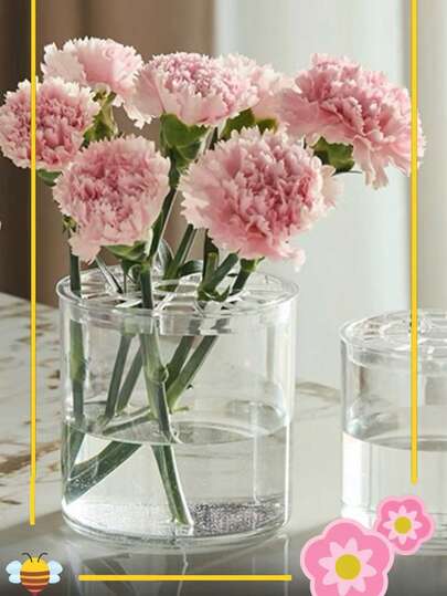 Vaso de Flor de Mesa de Plástico Transparente, Vaso de Planta de Cultura de Água com Grade, Adequado para Sala de Estar, Floricultura, Uso Doméstico, Balde de Flor Fresca Anti-Queda