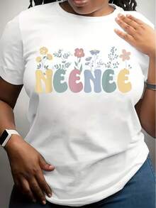[Single Side Printed] Neenee Flowers Neenee Grandmother Neenee Grandma-Shirt, %, Single Side Printed, Black Short Sleeve-Shirt, New Year Men Women Family Friends, S, Fabric Weight 180g - 白色 - 查看 1