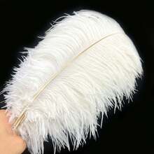 15-50cm Artificial Feathers, 5/10pcs White/Black, DIY Crafts, Wedding Party Decor And Christmas Costume Making - Multicolor - View 2