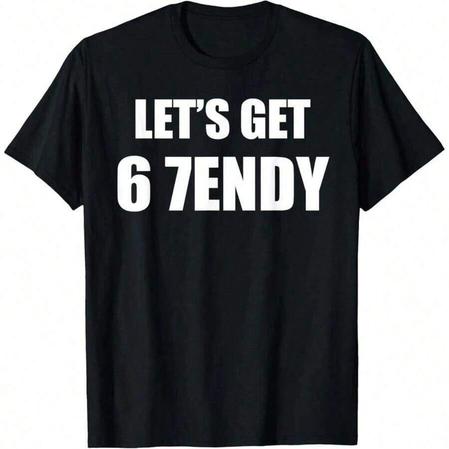 COCOC 2025 New Summer Loose Pattern Round Neck Shirt Graphic Tees,67 Six Seven Sendy 6 7endy Let's Get Funny-Shirtgraphic Tees Graphic Tees Men Men Clothes - 灰色 - 查看 1
