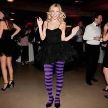 2 Pairs Women's Nylon Striped Tights Striped Tights Women Women's Stocking Hosiery - 紫色和黑色 - 查看 4