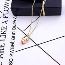 Cute Little Yellow Duck Necklace 3D Solid Cartoon Animal Necklace Women Friendship Gifts