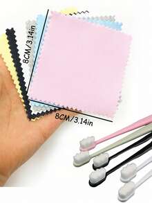 [1pc/10pcs] 6pcs/Pack Silver Jewelry Polishing Cloth + 1pc Dedicated Jewelry Brush [Random Color] - Premium Suede Jewelry Cleaning Cloth, Suitable For Pure Silver Jewelry | Remove Oxidation Layer And Perform Protective Polishing - Essential Jewelry Care Item, Cleaning Supplies, Home Goods, Halloween Gift - Multicolor - View 3