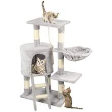 U'King 95Cm/112Cm Cat Tree, Small And Medium Cat Condos, Cat Climbing Tower With Grab Posts, Platforms,  Pompom And Sisal Rope Beige/Brown/Gray For Cat Fun, Relaxation, And Paw Care - 95cm Gray - View 3