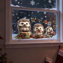 1/2pcs Cute Little Hedgehog Static Window Kitchen Or Living Room Decoration Beautify Glass Vinyl Decal Winter Christmas Party Decoration Wall Decor Wall Stickers Wall Sticker Stickers Home Decor Christmas Decorations Christmas Decoration Christmas Decorations Home