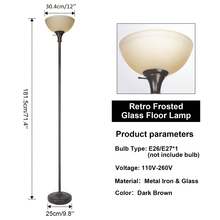 HonoDing Floor Lamp Frosted White Glass Bowl Shade - For Room Decor - Bedroom Decor - Floor Lamp For Bedroom - Floor Lamps For Living Room (Brown) - US A Type Plug(110-127V) - View 6