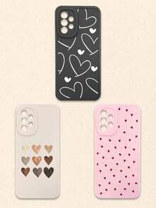 Casing Ponsel Silikon Motif Hati Hitam Putih Merah Muda 3pcs Aneka Warna, Kompatibel dengan iPhone & Galaxy Smartphone, Hadiah Musim Semi, Versi Internasional, Bukan Versi Domestik - MultiWarna - View 31