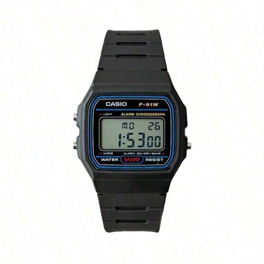 Casio 1 pieza Reloj digital retro unisex, correa impermeable, calendario, alarma, función cronógrafo, material de goma, moda deportiva, adecuado para uso diario F-91W-3/F-91WS-4/F-91WS-7/F-91WG-9/F-201WA-9A/LA670WA-1/F-91WM-2A/F-94WA-9/W-218H-3A/F-91WM-7A/F-91WM-3A/F-91WS-2/F-91W-1