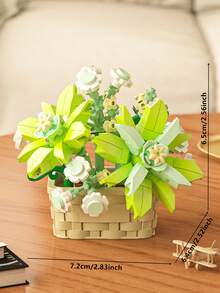 1361pcs Realistic Preserved Flower Building Blocks Basket, Roses/Sunflowers/Tulips/Lily Of The Valley/Roses/Lilies/Roses/Peonies/Jasmine Creative 3D Assembly Building Blocks Potted Succulent Plants Desktop Decor, Birthday/Halloween/Christmas Gift - Multicolor - View 44