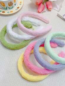 1pc Plush Headband, Fluffy Ear Warmer Headband, Solid Color Headband For Women, Autumn/Winter