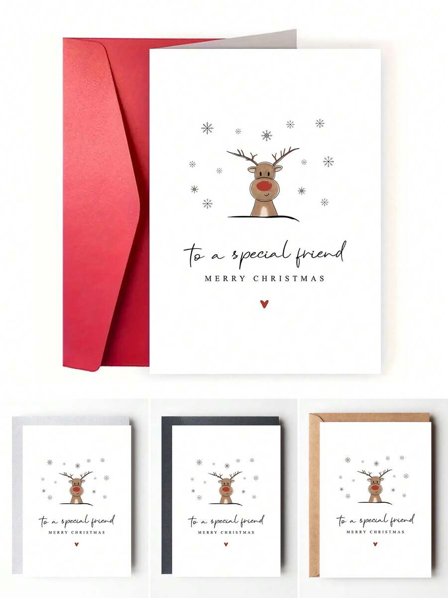 1pc Christmas Card For Friend, Merry Christmas Best Friend Card, Special Friend Greeting Card, Holiday Card For Bestie Gift