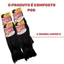 Kit 4 Jumbo Hair Super X 400g | 126cm Box Braid High Flexibility, Unisex, Flat Iron Up To 180°C - 黑色 - 查看 2