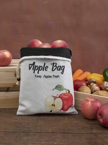 Bolsa de embalaje de fruta de manzana naranja, bolsa de transporte de frutas de poliéster con aspecto de lino, de doble capa y cordón cuadrado. Bolsa reutilizable para el hogar para mantener las frutas frescas.