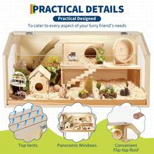 Meiyiu Hamster Cage With Legs,Large Hamster Habitats Chew Proof,Guinea Pig Cages With Acrylic Window & Openable Top,Small Animal Cage For Guinea Pig, Chinchilla, Gerbil