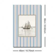 1pc Unframed Vintage Sailboat Poster Blue Striped Coastal Grandma Retro Wall Art Canvas Print Minimalist Nautical Nursery Summer Beach House Decor Painting For Apartment,Living Room,Bedroom,Modern Home Decoration - Multicolor - View 7