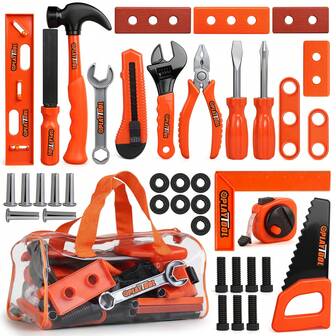 3 Sets Kids Play Tool Box Toy Kit With Screwdriver, 13/28/40pcs Options, Realistic Tool Toys For Boys And Girls, Interactive Home Playset, Birthday Gift