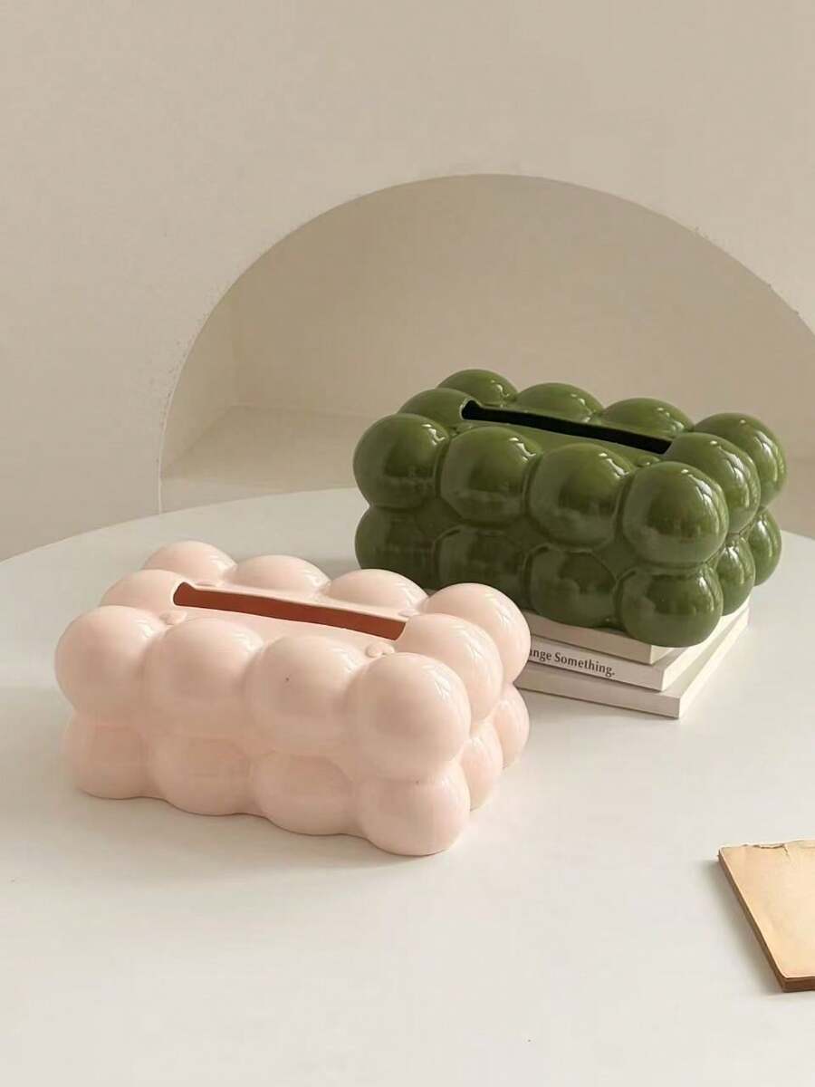 1 pieza Caja grande para toallas de papel de nueva decoración del hogar, organizador de escritorio, soporte para caja de pañuelos, adecuado para sala de estar, dormitorio, hotel, restaurante, cocina, decoración, rosa, verde