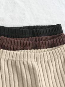 3 Sets (6pcs) Girls Casual Solid Color Soft Comfortable Ribbed Knit Fabric Long Sleeve Top And Flare Pants Set, Suitable For Outdoor Wear, Autumn - Multicolor - View 7