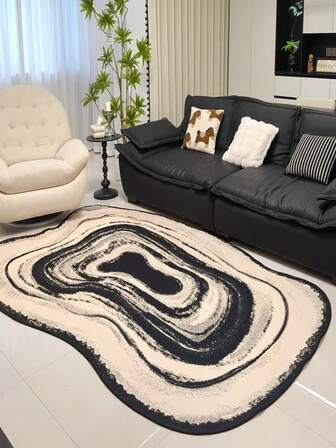 Soft Faux Wool Plush Rug With Washable Base, Foldable And Easy To Store. This Unique Shaped Luxury Faux Wood Grain Carpet Is Modern And Durable, Suitable For Living Room. The Soft Machine Washable Rug Is Perfect For Home And Hotel, Making It Ideal For Bedroom And Other Spaces.