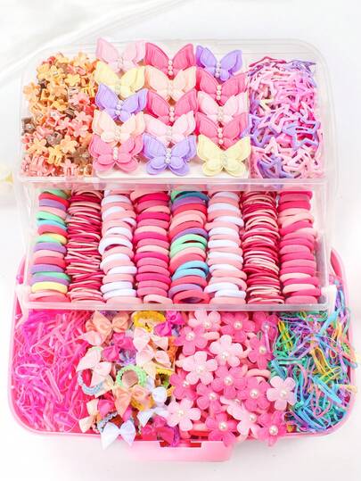 846pcs/Set Cute Colorful Hair Accessories Set, Includes Butterfly, Star, Flower Hair Clips, Plus Lots Of Colorful Hair Ties - Suitable For Girls And Women, Ideal For Daily, Birthday Party, Holiday Celebration, Photo Shoot And More To Create A Sweet And Adorable Look, Gifts For Women, Ponytail Holders