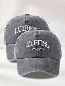MAKEFGE 1pc Unisex Outdoor Casual Fashion CALIFORNIA Embroidery Washed UV Protection Adjustable Soft Baseball Cap, Suitable For Daily Matching Halloween