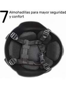 Casco protector de combate con rieles laterales y soporte NVG para caza de paintball militar táctica Airsoft - Negro - Ver 3
