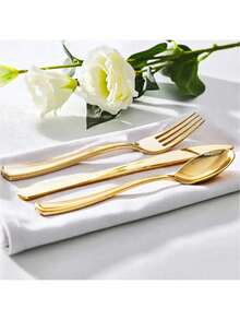 150pcs Gold Cutlery Set, Including Gold Spoons, Forks And Knives, Suitable For Parties, Birthdays - Gold - View 5