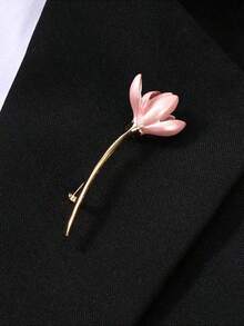 1pc High-End Chinese Style Pink Metal Lotus Flower Brooch, Cute Delicate Floral Boutique Pin, Elegant Accessory For Dresses, Sweaters Christmas Gift - Pink - View 5