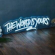"The Word Is Yours" Neon Sign - USB-Powered Wall Art With 8 Vibrant Colors, Adjustable Text LED Light For Home Office Bar Cafe Wedding Party Decor, Anniversary Valentine's Gift, Ambient Lighting | Customizable Light Decor | Colorful Neon Lights, Neon Signs For Wall Decor