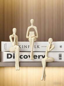 1/3pcs Abstract Reading Figure Resin Sculpture Sand Color, Suitable For Office Decor, Graduation Celebration, Bedroom Decor, Birthday Gift, Room Decor, Teacher Gift, Mother's Day Gift, Christmas Gift - Multicolor - View 3