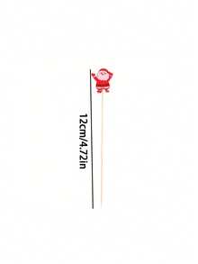100 件/套节日圣诞老人圣诞节一次性水果棒 - 抛光金属，可手洗，非常适合酒吧、餐厅、派对、拼盘、蛋糕、甜点、鸡尾酒和汉堡包、节日饮具|俏皮设计|耐用棒，圣诞装饰品 - 彩色 - 查看 7