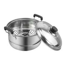 Juego de 5 piezas de utensilios de cocina de acero inoxidable - Ollas duraderas con tapas, interior pulido, asas remachadas y perillas resistentes al calor - Plateado - Ver 7