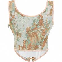 Women's Waist Cincher Bustier Boned Corset With  Design In 2025 - Yellow Chrysanthemum - View 3