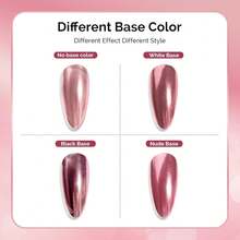 Pink Chrome Nail Powder For Gel Nails,Metallic Mirror Effect Pigment Stylish Fine Glitter For Home DIY Salon Use{"Color_name":"Pink"} - 粉紅色的 - 查看 5