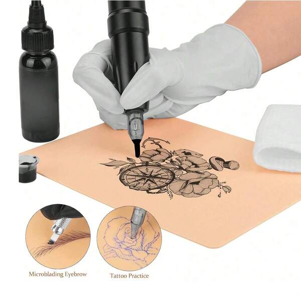 15 Stücke leere Tattoo Übungshäute, 1mm doppelseitige Fake Haut Tattoo Haut zum Üben, für Anfänger und erfahrene Künstler