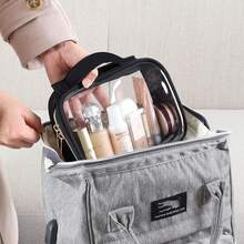 2 Confezioni di Borse Trasparenti per Trucco in PU con Manico - Stile di Moda, Dimensione Quart Chiara per Organizzatori da Toilette, Custodie per Cosmetici in PVC con Doppia Cerniera, Conformi ai Requisiti TSA per il Trasporto Aereo, Ideali per Viaggi e Regali - Multicolore - Visualizzare 8